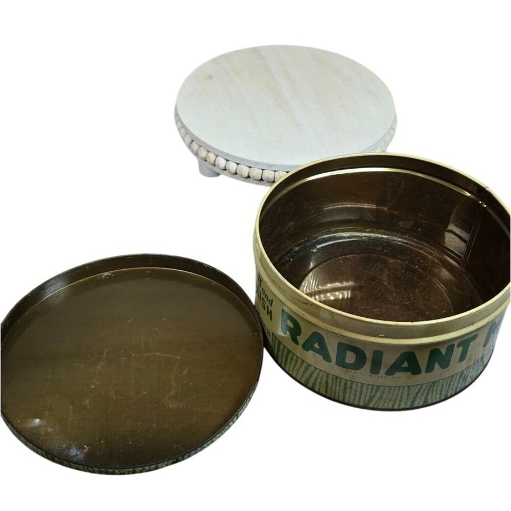 VTG Collectible tin Radiant Dust Mop Polish Tin Jersey City, NJ USA Green - Picture 9 of 11